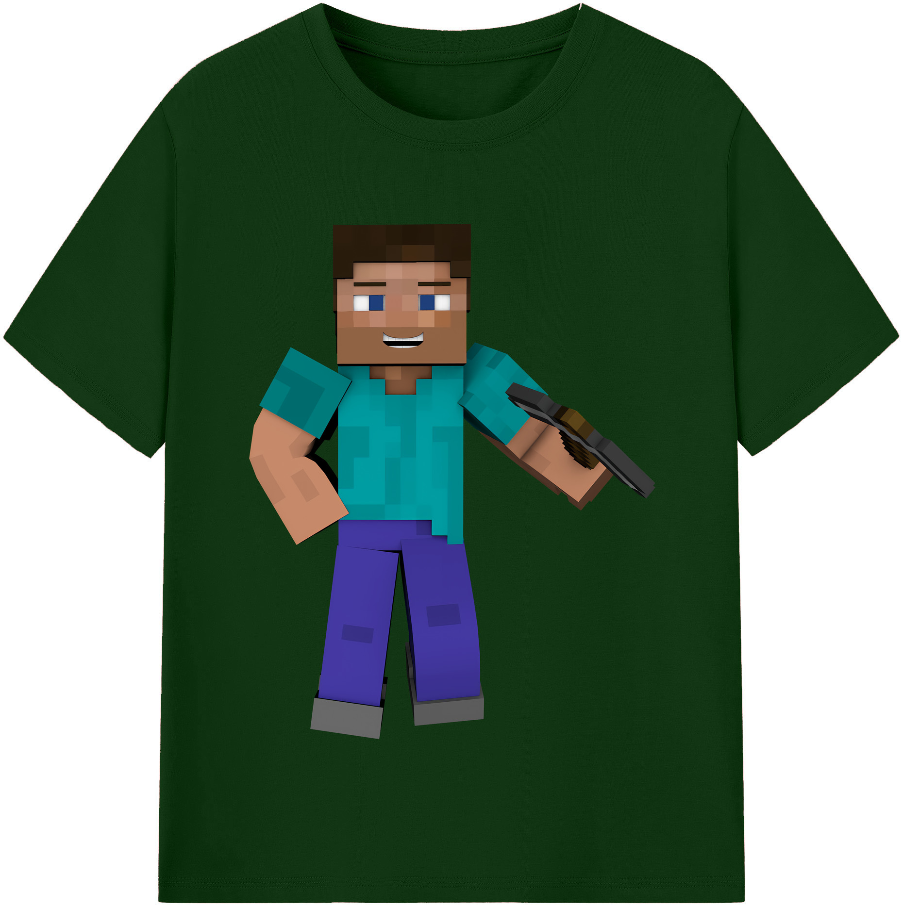 （画像用） マインクラフト ブロックの世界 Minecraft MC Block world 綿100％半袖Tシャツ（フロントプリント）